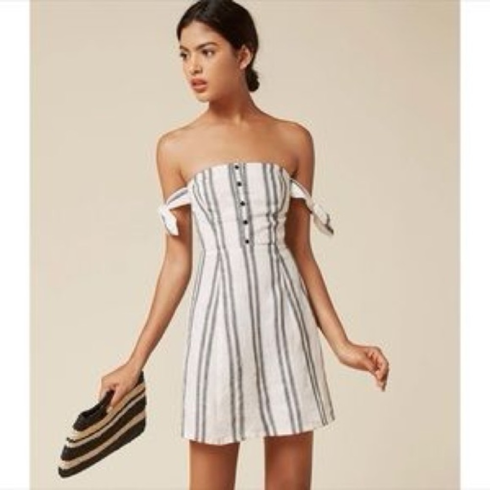 Reformation Off Shoulder Linen Mini Dress Size 2